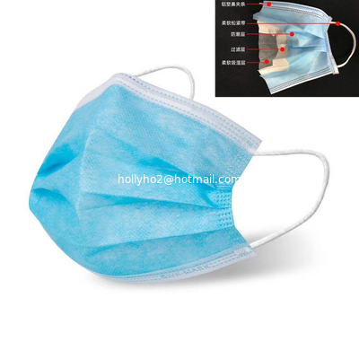 Personal Protective Disposable Face Mask Flat Ear Loop 3 Ply supplier